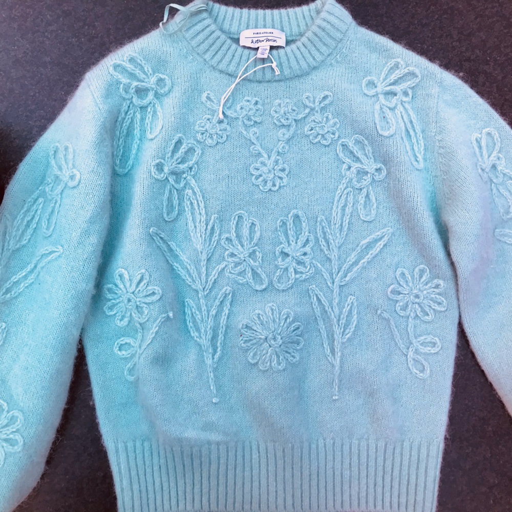 COT-WOOL FLOWER SWEATER & LONG SLIM WAIST VELVET OPEN BACK SIDE ZIP SPLIT DRESS